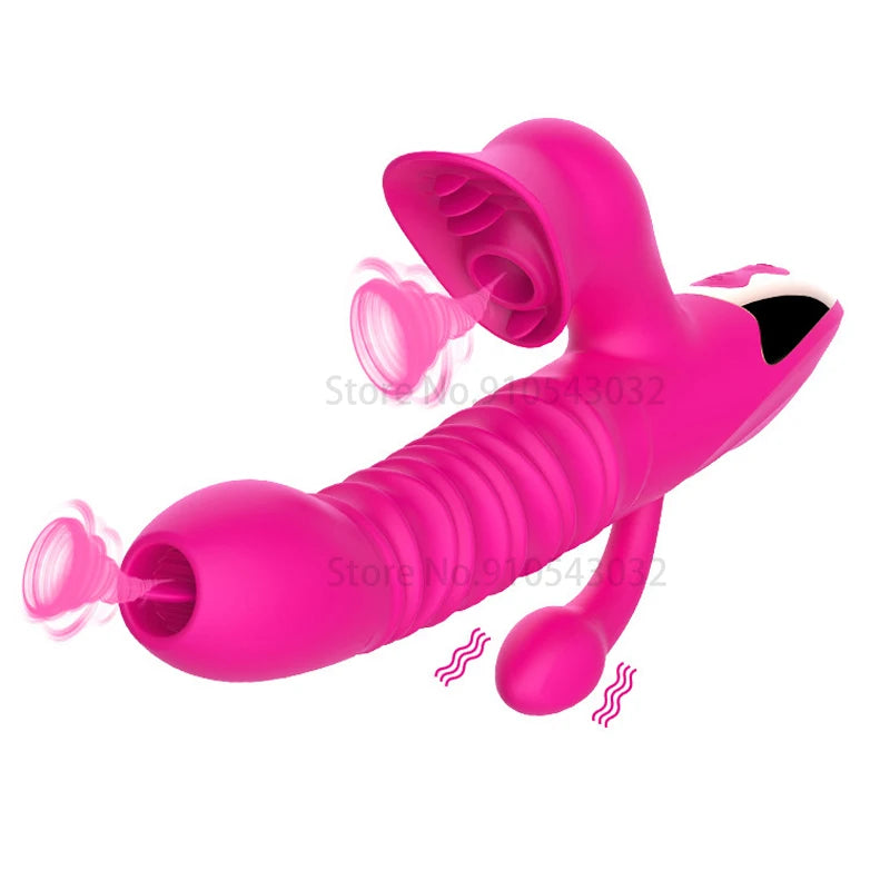 Automatic Telescopic vibrator for women G Spot Vibrador Tongue Licking Sucking sext toy for women Clitoris Stimulator Heat dildo