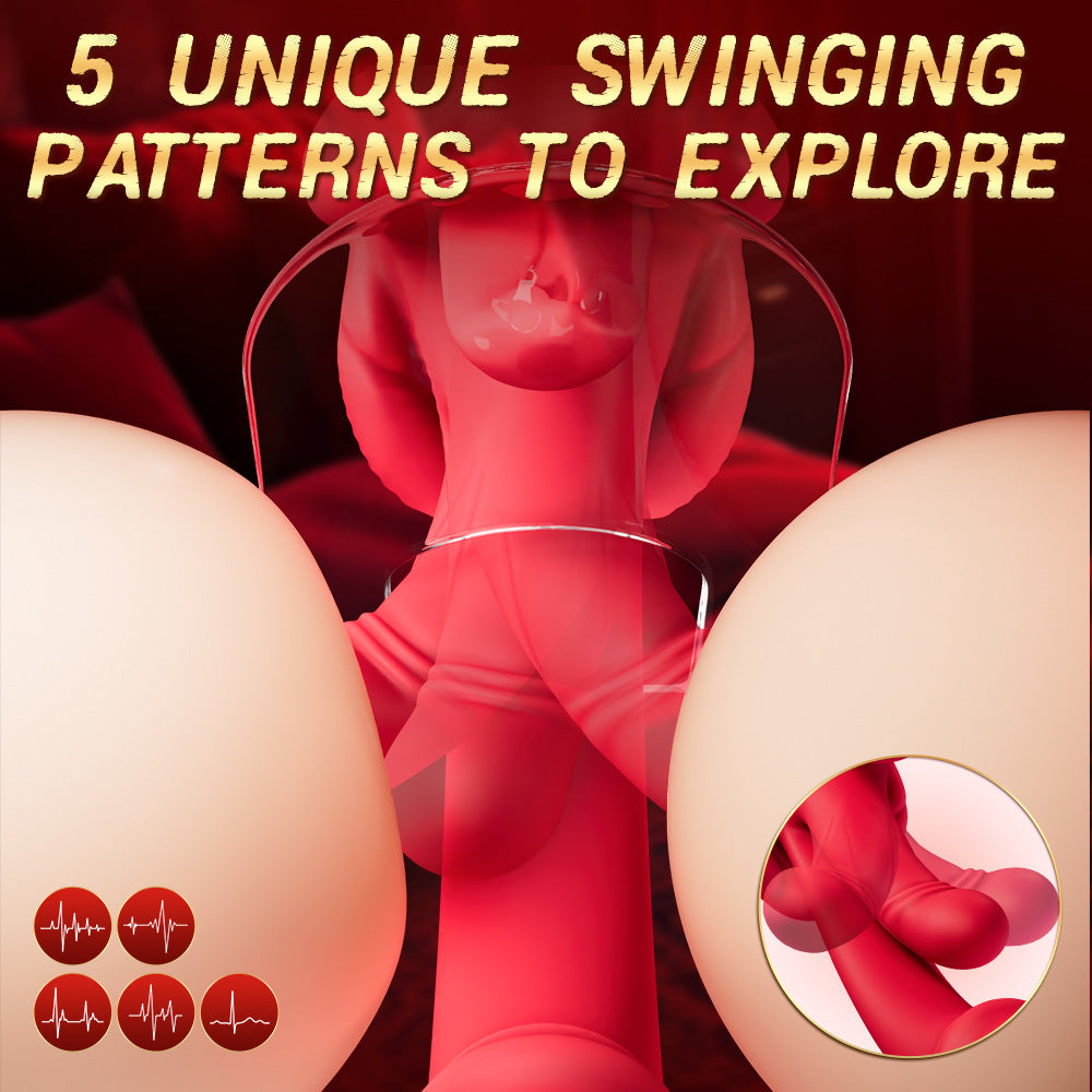 4 In 1 Rose Tongue Swing Vibrating G-Spot Clitoral Stimulation Dildo Machine