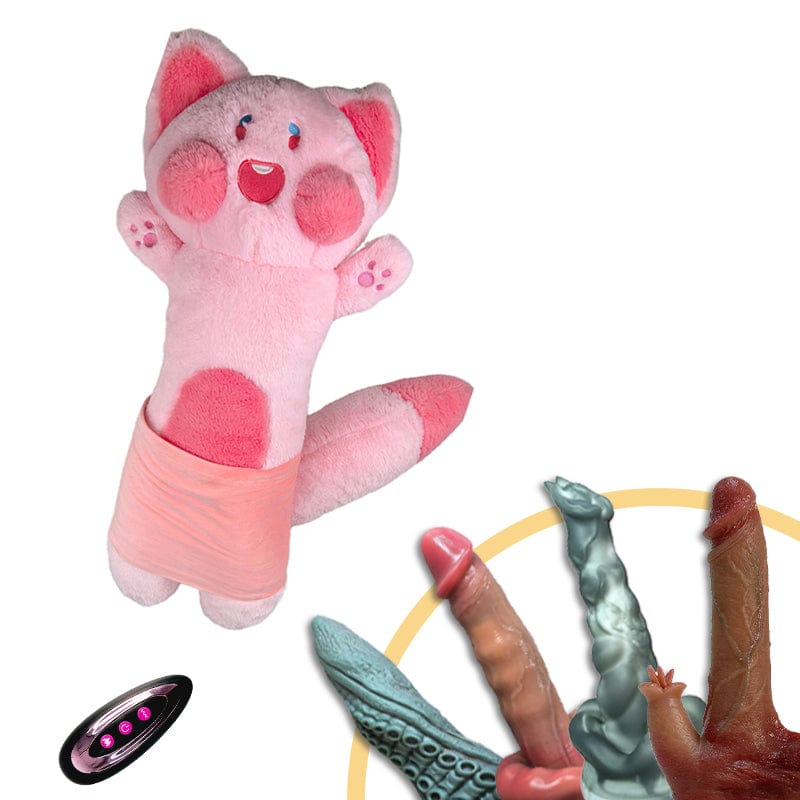 Pillow Cat-59.05in Plush Dildo Machine Thrusting Licking Dildo Machine Sex Toy With Remote Control