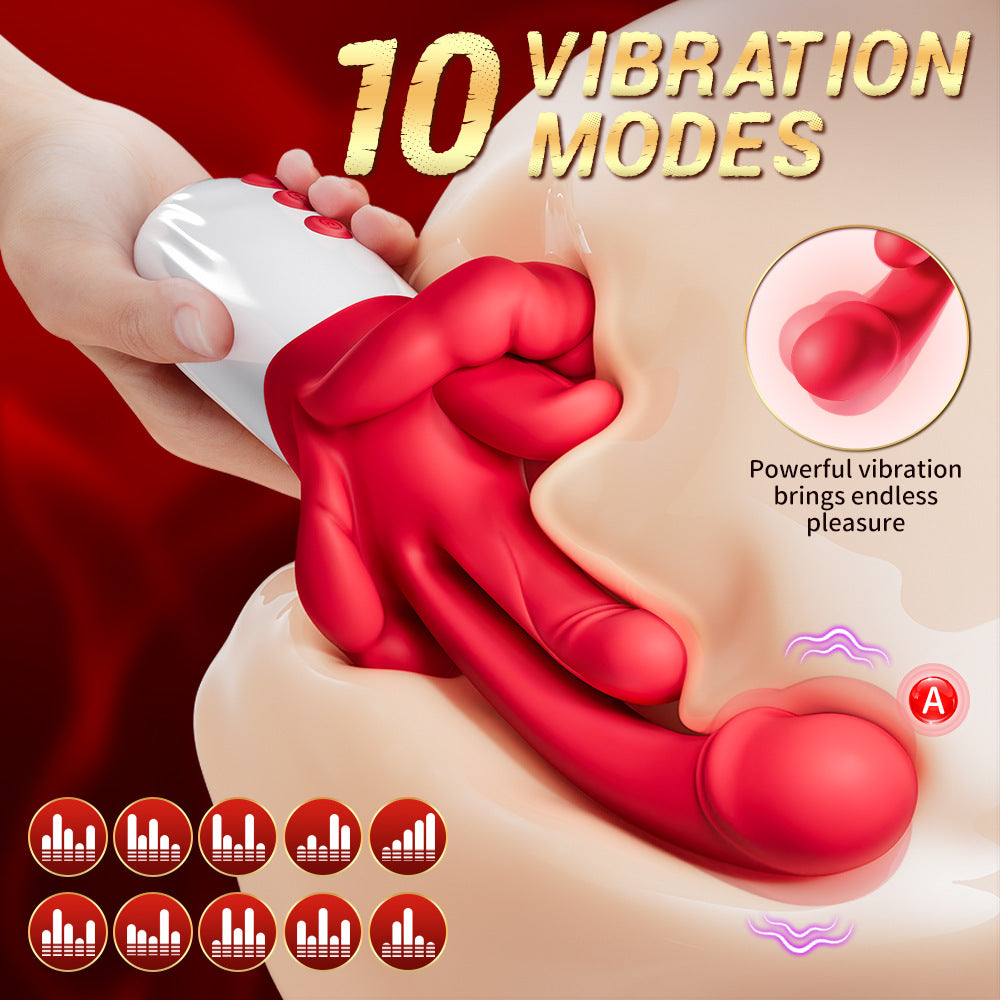 4 In 1 Rose Tongue Swing Vibrating G-Spot Clitoral Stimulation Dildo Machine