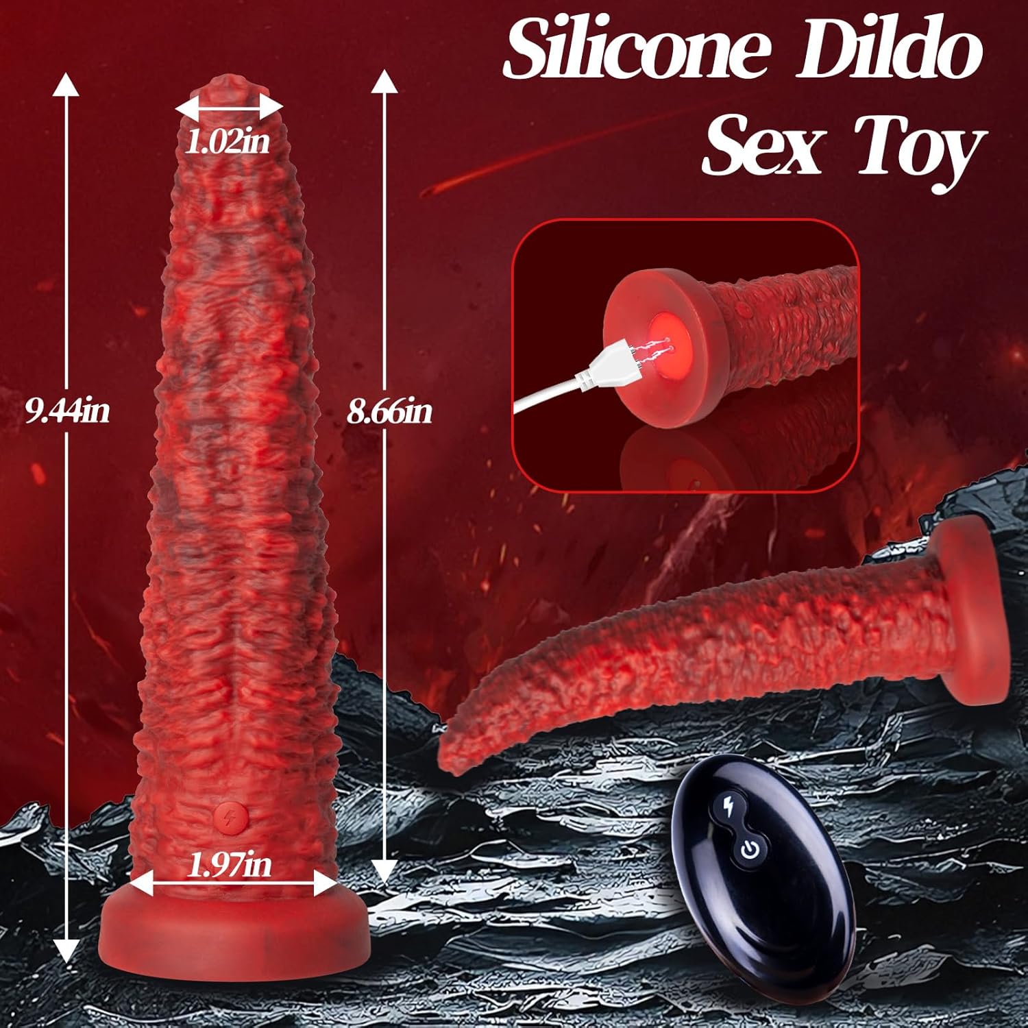 9.5-inch Realistic Monster Tongue Thrusting Dildo Vibrator With Remote Control