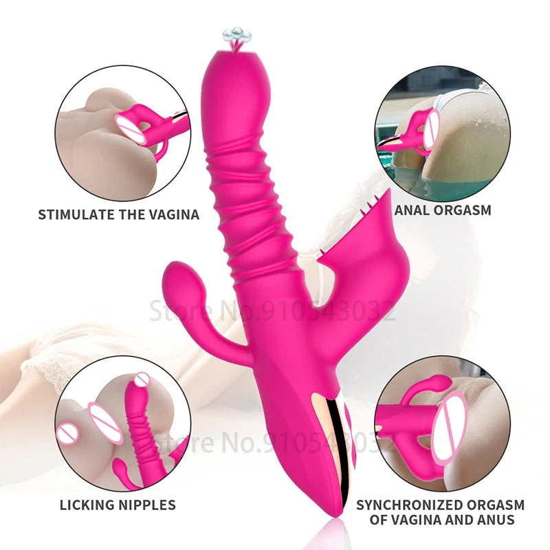 Automatic Telescopic vibrator for women G Spot Vibrador Tongue Licking Sucking sext toy for women Clitoris Stimulator Heat dildo