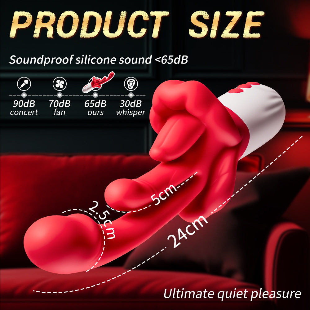 4 In 1 Rose Tongue Swing Vibrating G-Spot Clitoral Stimulation Dildo Machine