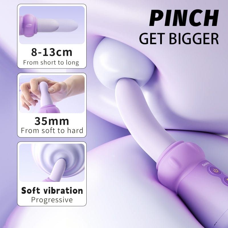 Soulsis Pinch Mushroom Dildo Vibrator With 5cm Telescopic & Vibrating Modes