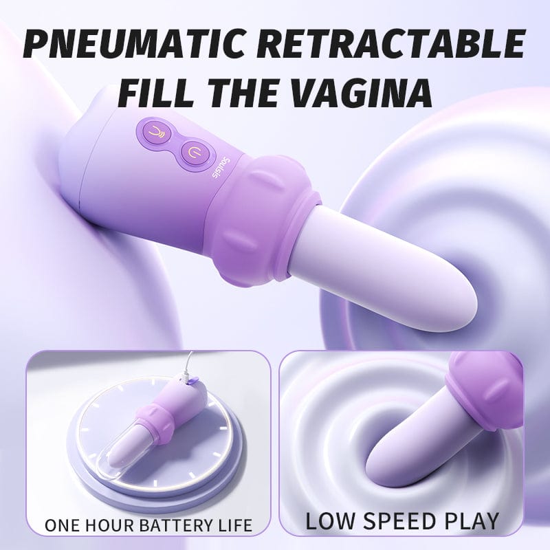 Soulsis Pinch Mushroom Dildo Vibrator With 5cm Telescopic & Vibrating Modes