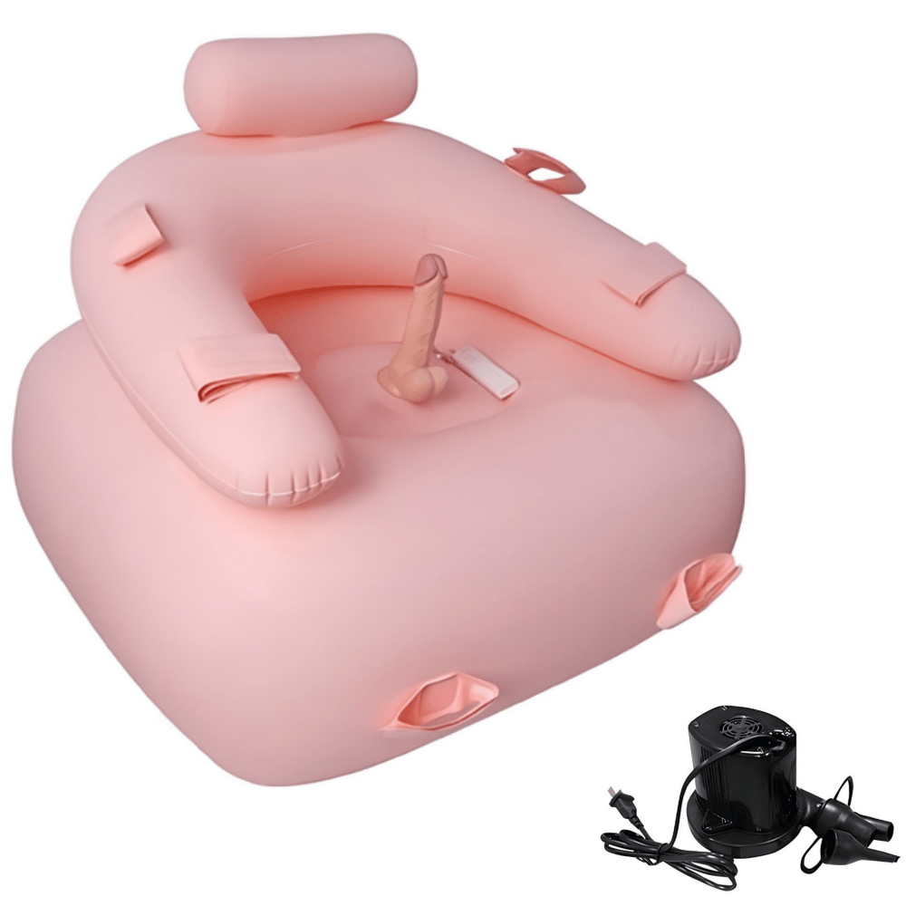Inflatable Sex Chair with Bondage Set – Erotic Furniture with Dildo Mount & Electric Pump for Couples