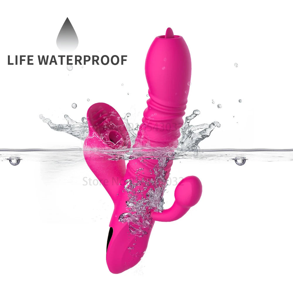 Automatic Telescopic vibrator for women G Spot Vibrador Tongue Licking Sucking sext toy for women Clitoris Stimulator Heat dildo