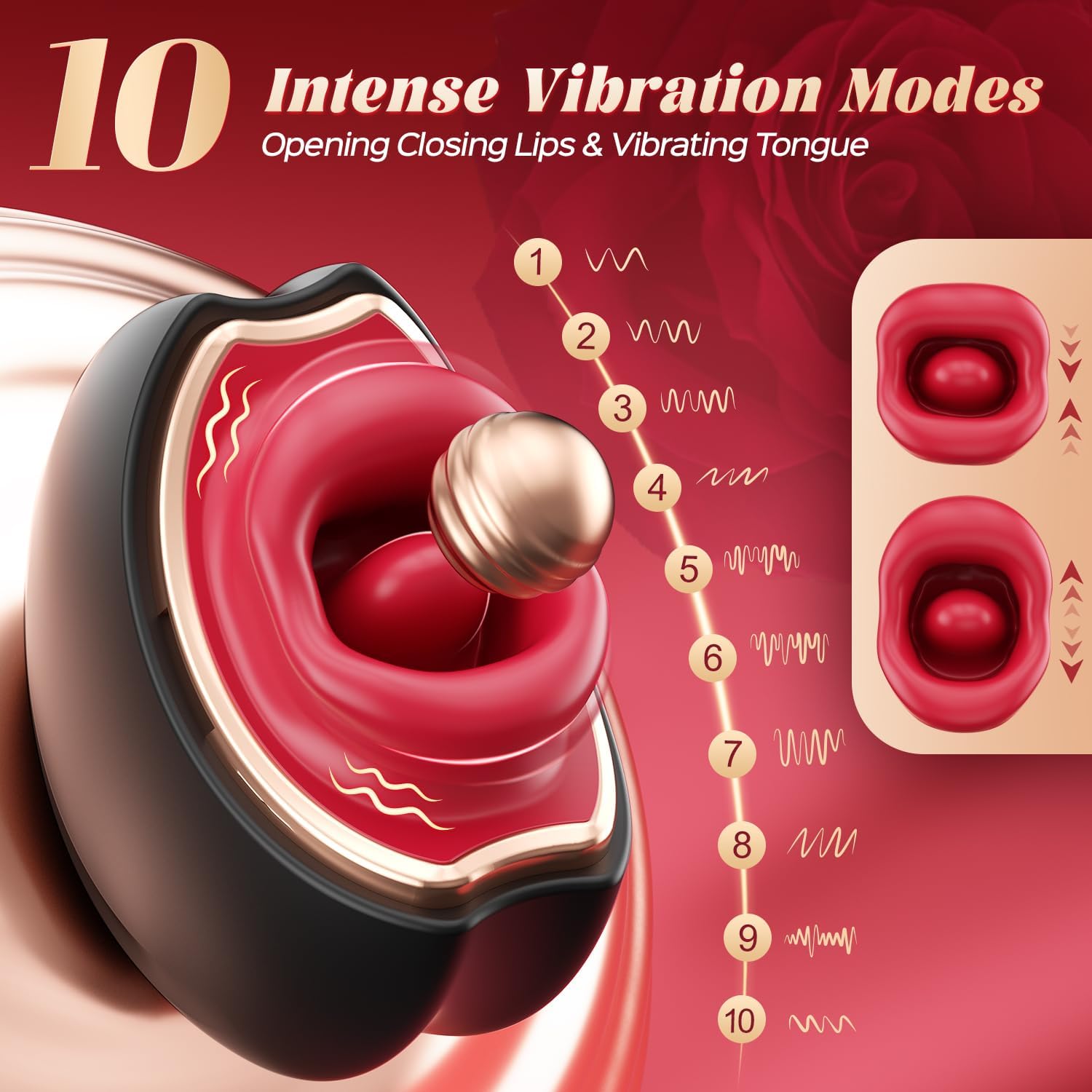 Upgraded Rose Mouth-Shaped Biting Clit Nipple Stimulation Vibrators