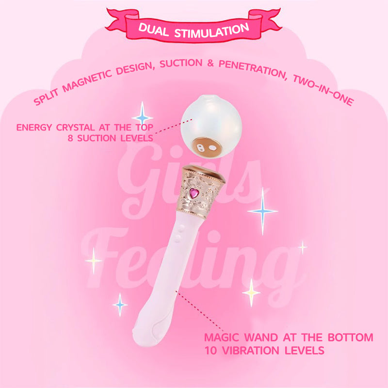 Girls Feeling 2-in-1 Unicorn Fairy Wand Vibrator with 8 suction & 10 vibrating modes