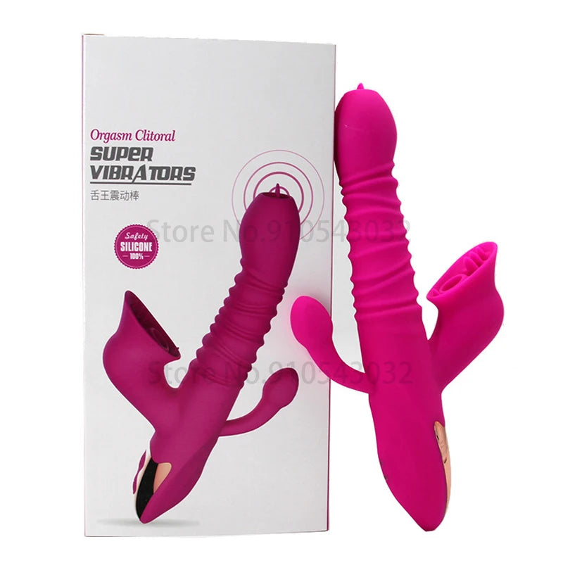 Automatic Telescopic vibrator for women G Spot Vibrador Tongue Licking Sucking sext toy for women Clitoris Stimulator Heat dildo