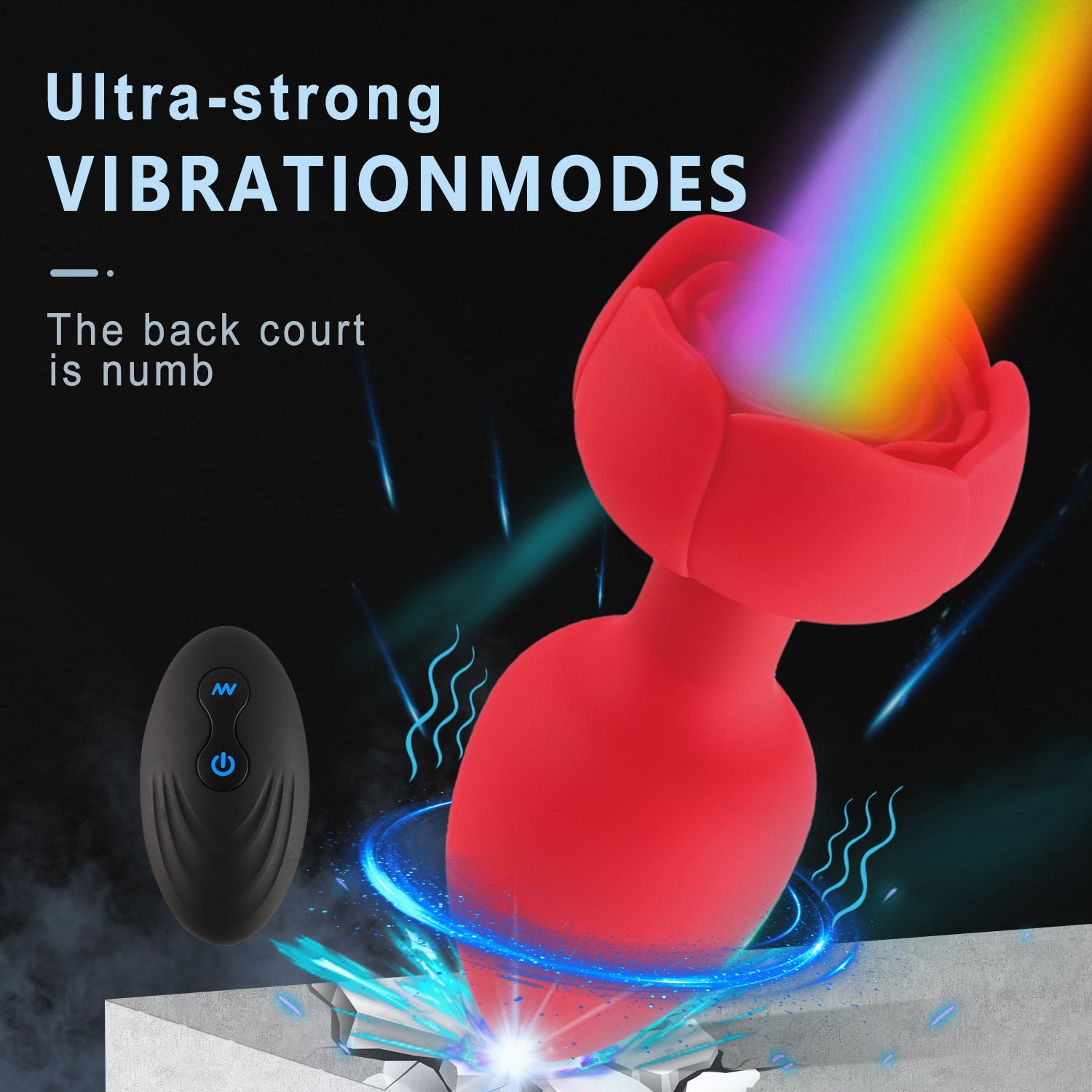 Rose flower luminous silicone anal plug