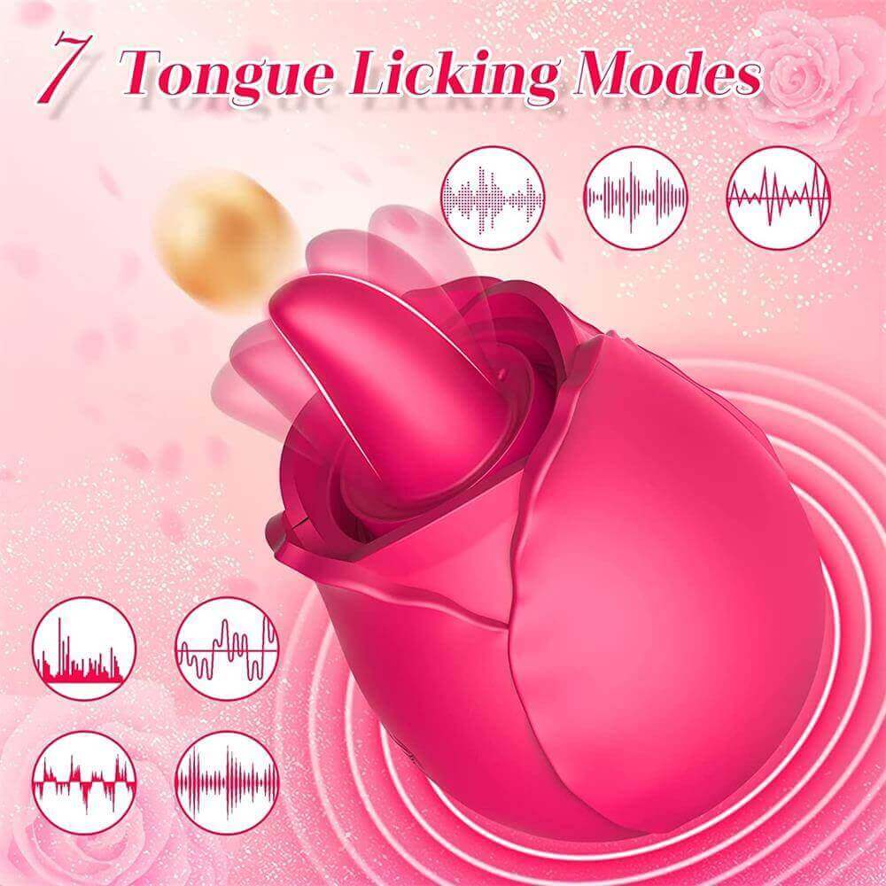 Vibrador Rose de doble acción: lamido y succión combinados