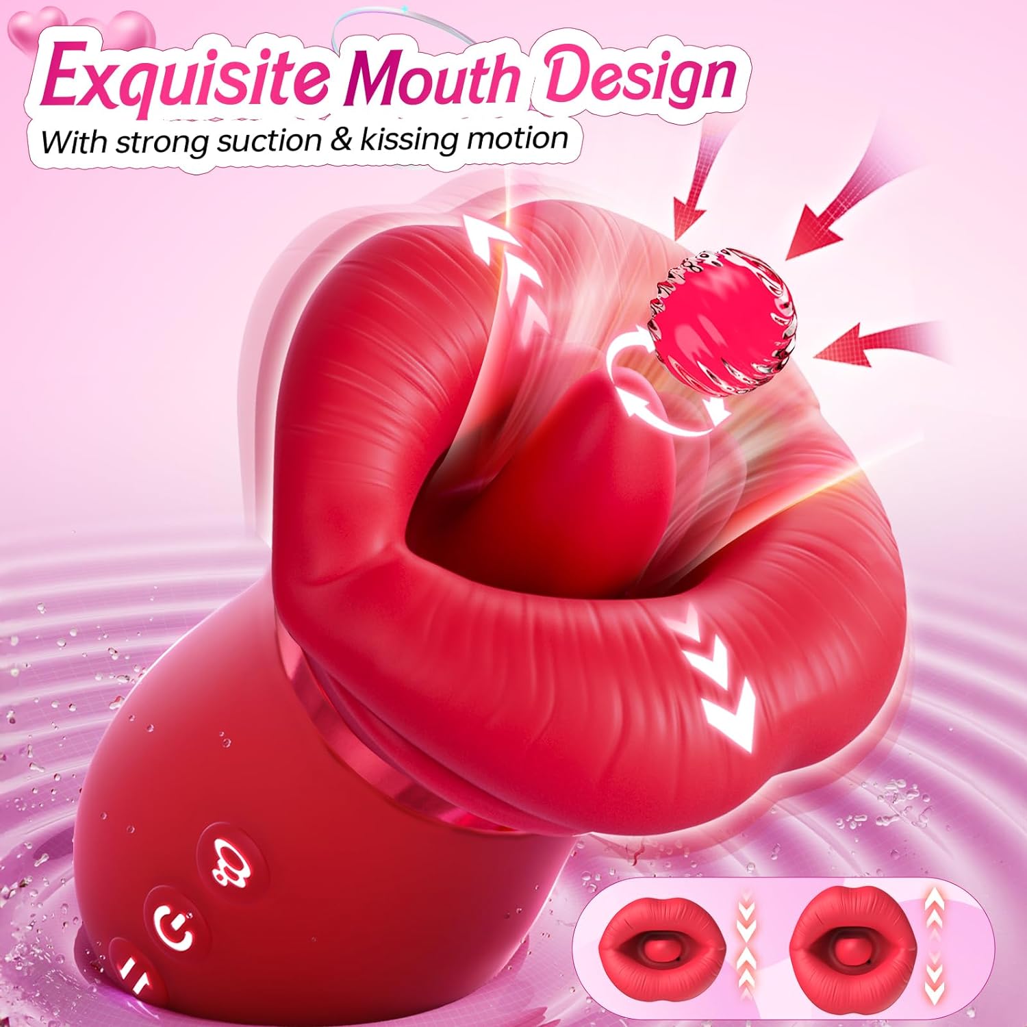 Juguete sexual rosa con vibrador de succión bucal 5 en 1