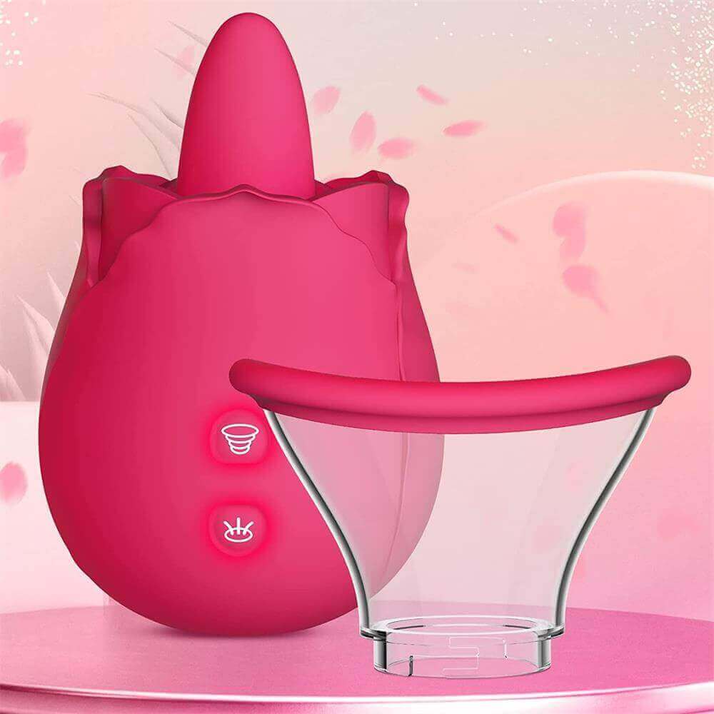 Vibrador Rose de doble acción: lamido y succión combinados