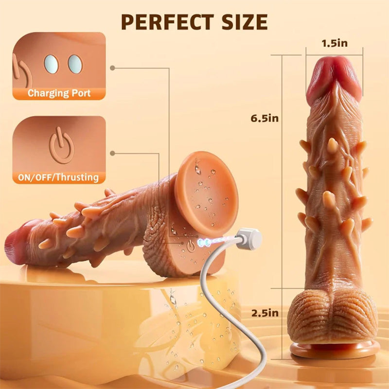 Consolador calefactor de estimulación anal con punto G de 3 empujes y 9 vibraciones