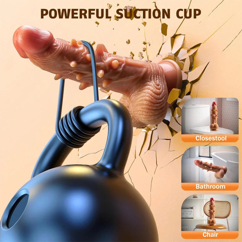 Consolador calefactor de estimulación anal con punto G de 3 empujes y 9 vibraciones