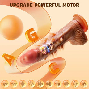 Consolador calefactor de estimulación anal con punto G de 3 empujes y 9 vibraciones