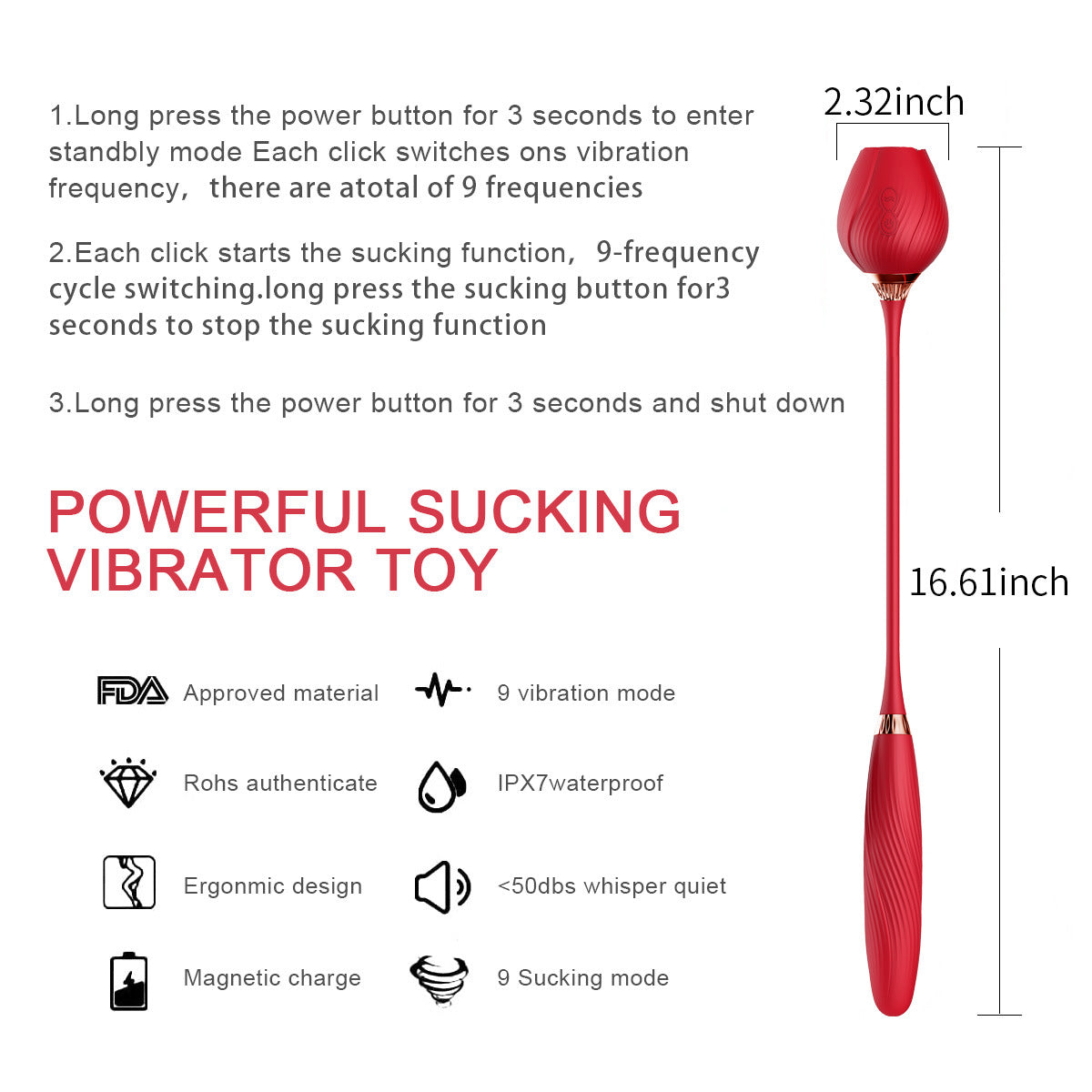Vibrador Rose, dispositivo de masturbación de impacto telescópico totalmente automático.