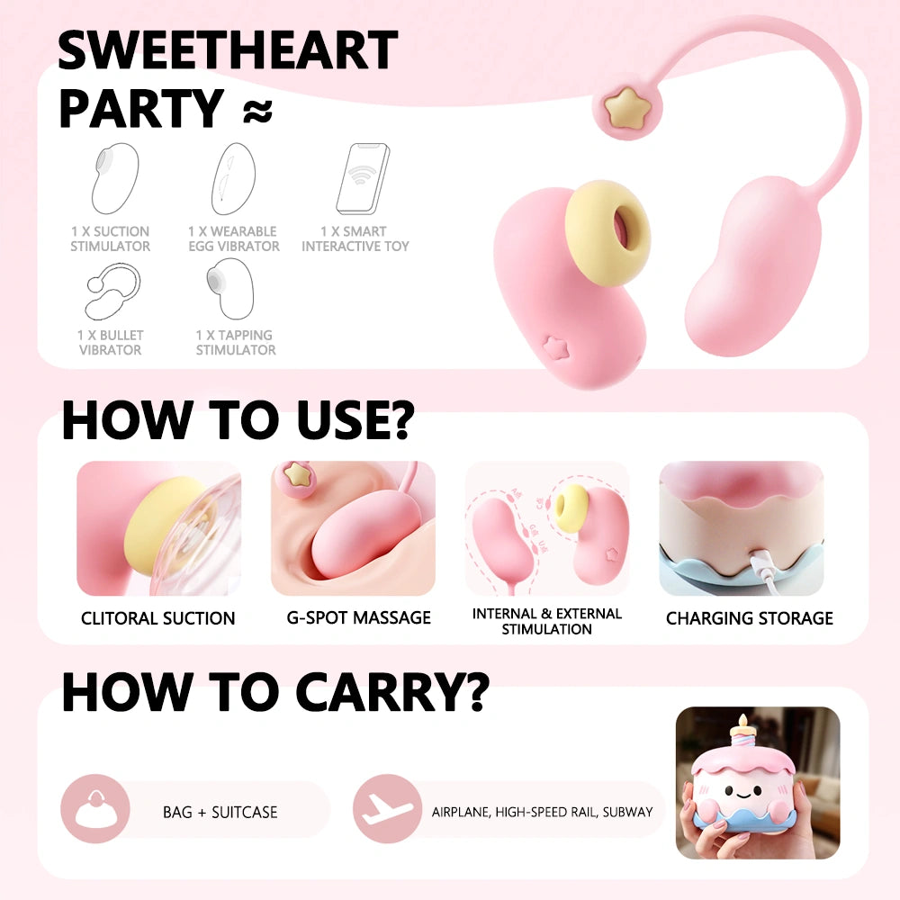 Ankni Sweet Heart Smart Massager | Heart-Shaped App Controlled Mini Vibrator, Type-C Rechargeable, IPX7 Waterproof & Ultra Quiet
