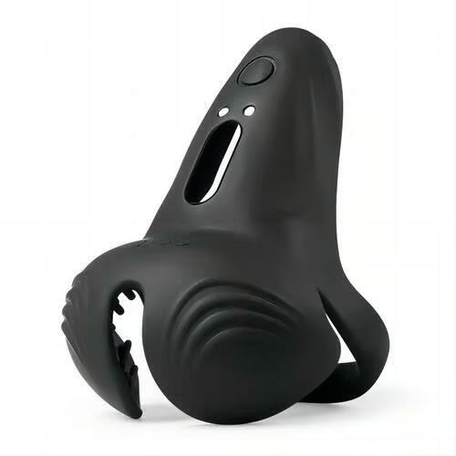 Anillo para pene con cosquillas densas y bolas vibratorias de 10 patrones