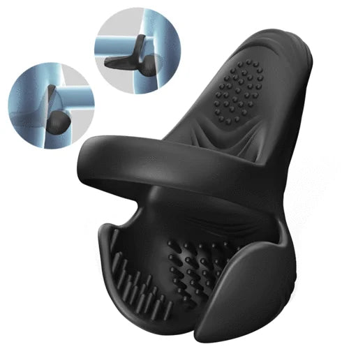 Anillo para pene con cosquillas densas y bolas vibratorias de 10 patrones