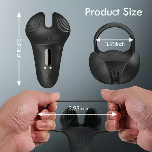 Anillo para pene con cosquillas densas y bolas vibratorias de 10 patrones