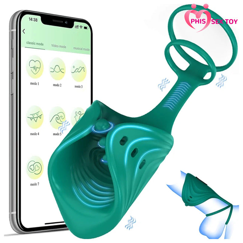 App Control inalámbrico Cock Ring Vibrador ajustable Entrenador de pene masculino
