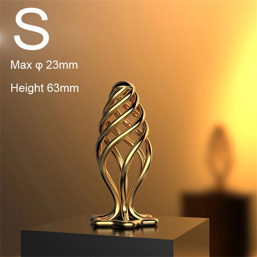 Gold Stainless Steel Hollow Anal Plug For Male And Female Anal Expansion