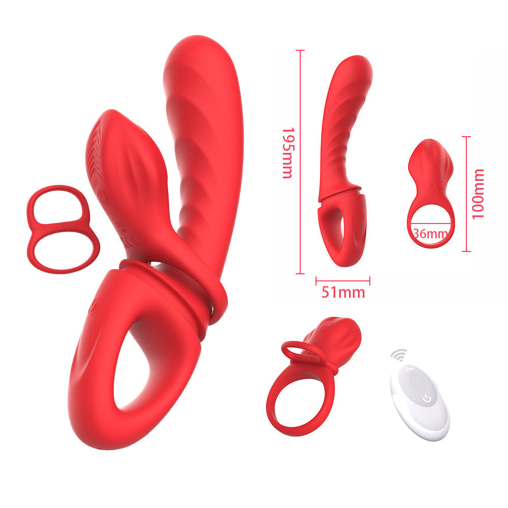 Red Silicone Cock Ring Vibrator for Women Multi Function Clit G Spot Adult Sex Toy