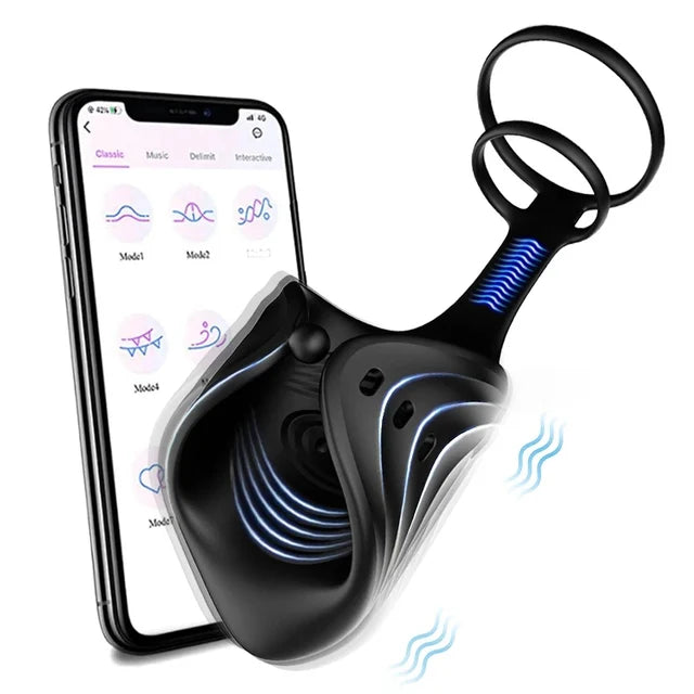 App Control inalámbrico Cock Ring Vibrador ajustable Entrenador de pene masculino