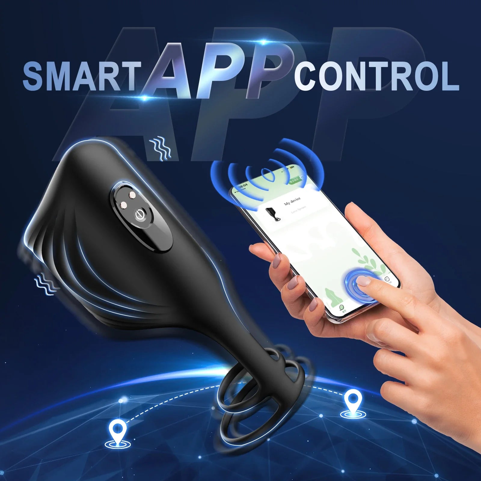 App Control inalámbrico Cock Ring Vibrador ajustable Entrenador de pene masculino
