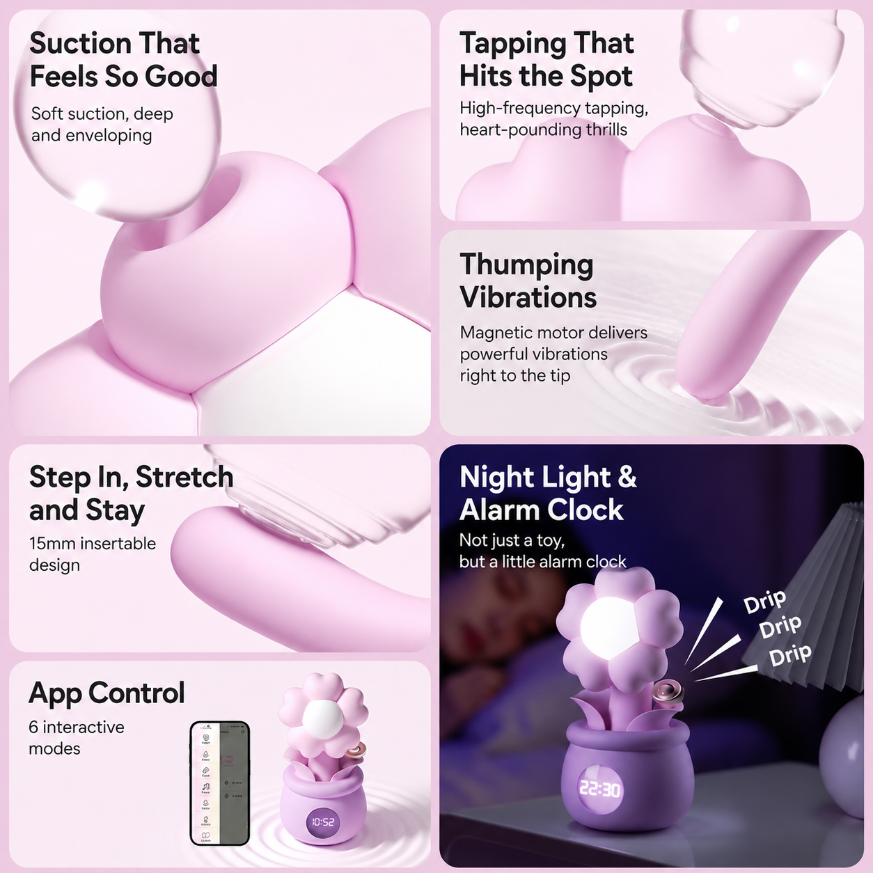ZEMALIA Pillow Bloom Smart Flower Massager – App Controlled Vibrator with Suction Stimulation
